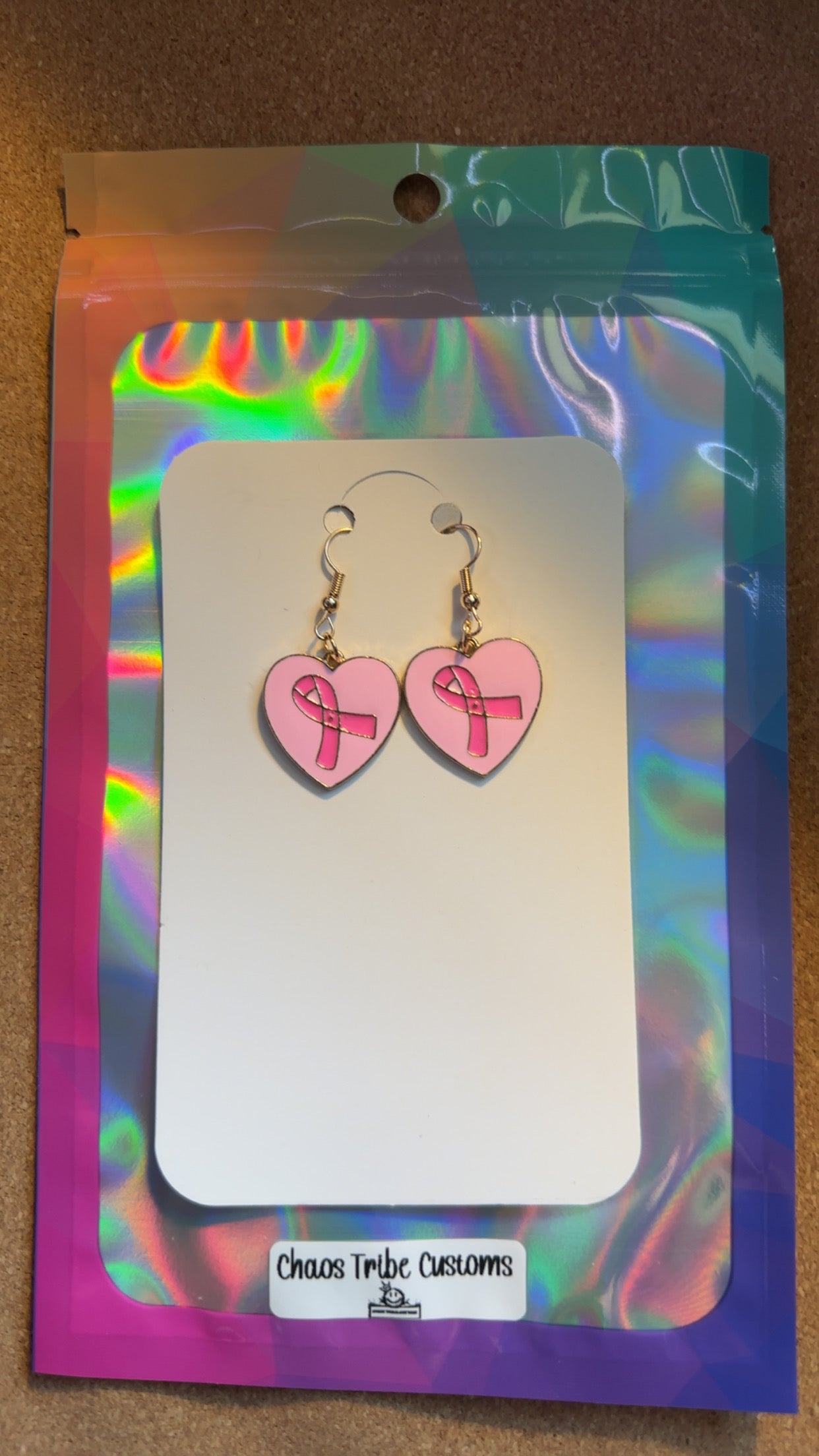 Heart & Ribbon Breast Cancer Awareness Earrings