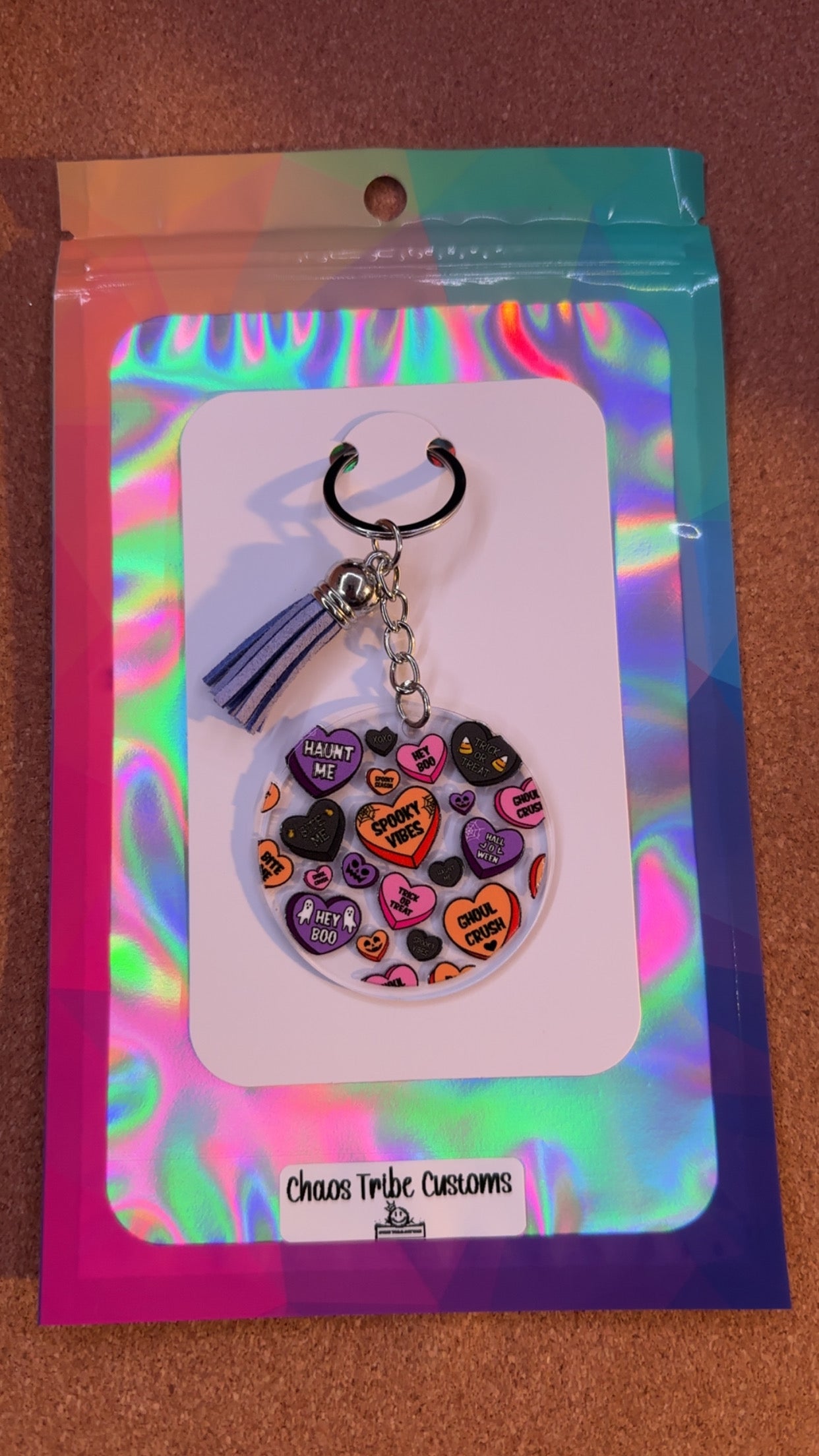Candy Heart Spooky Vibes Keychain