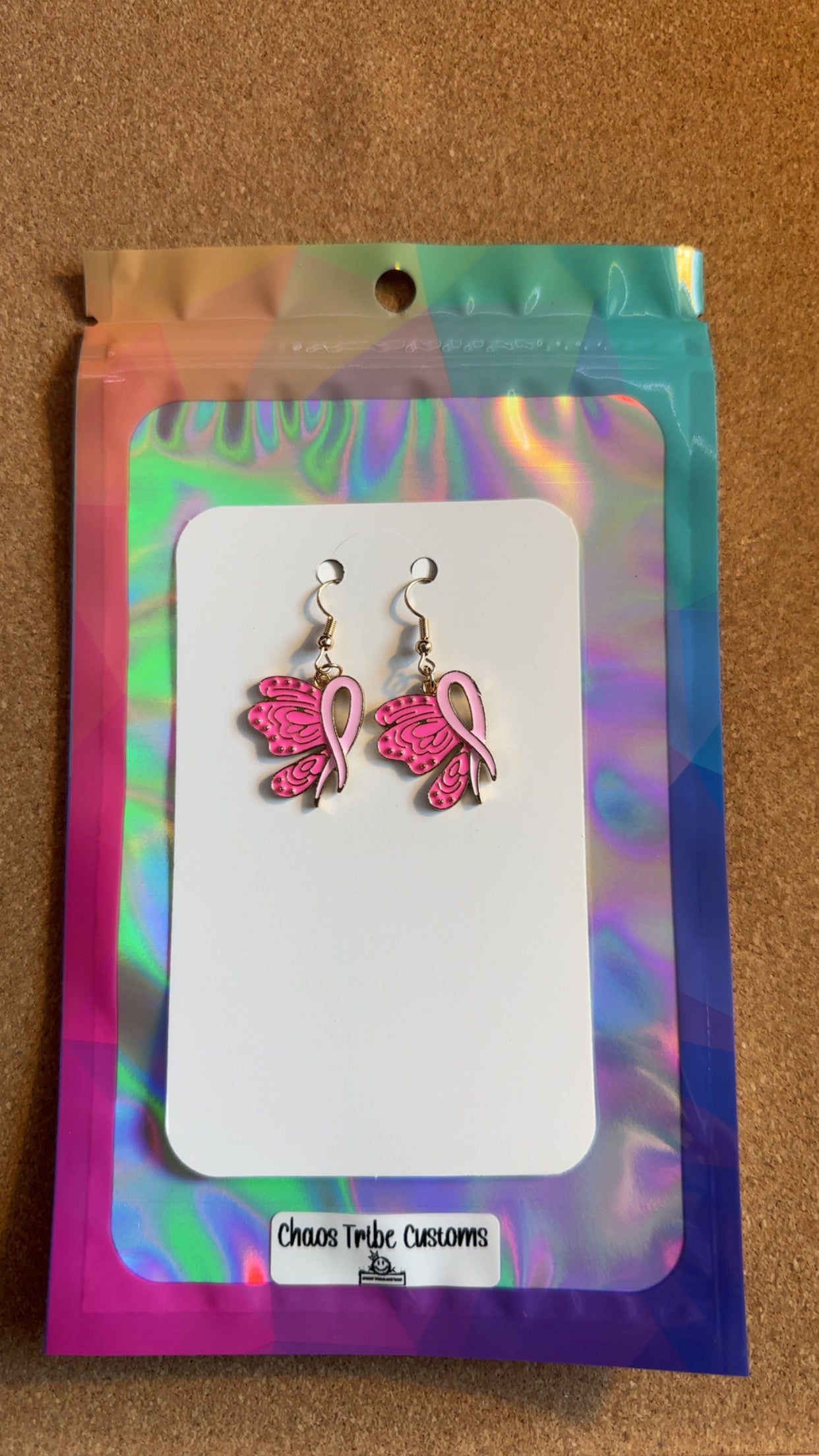 Butterfly Wing Breast Cancer Awareness Earrings