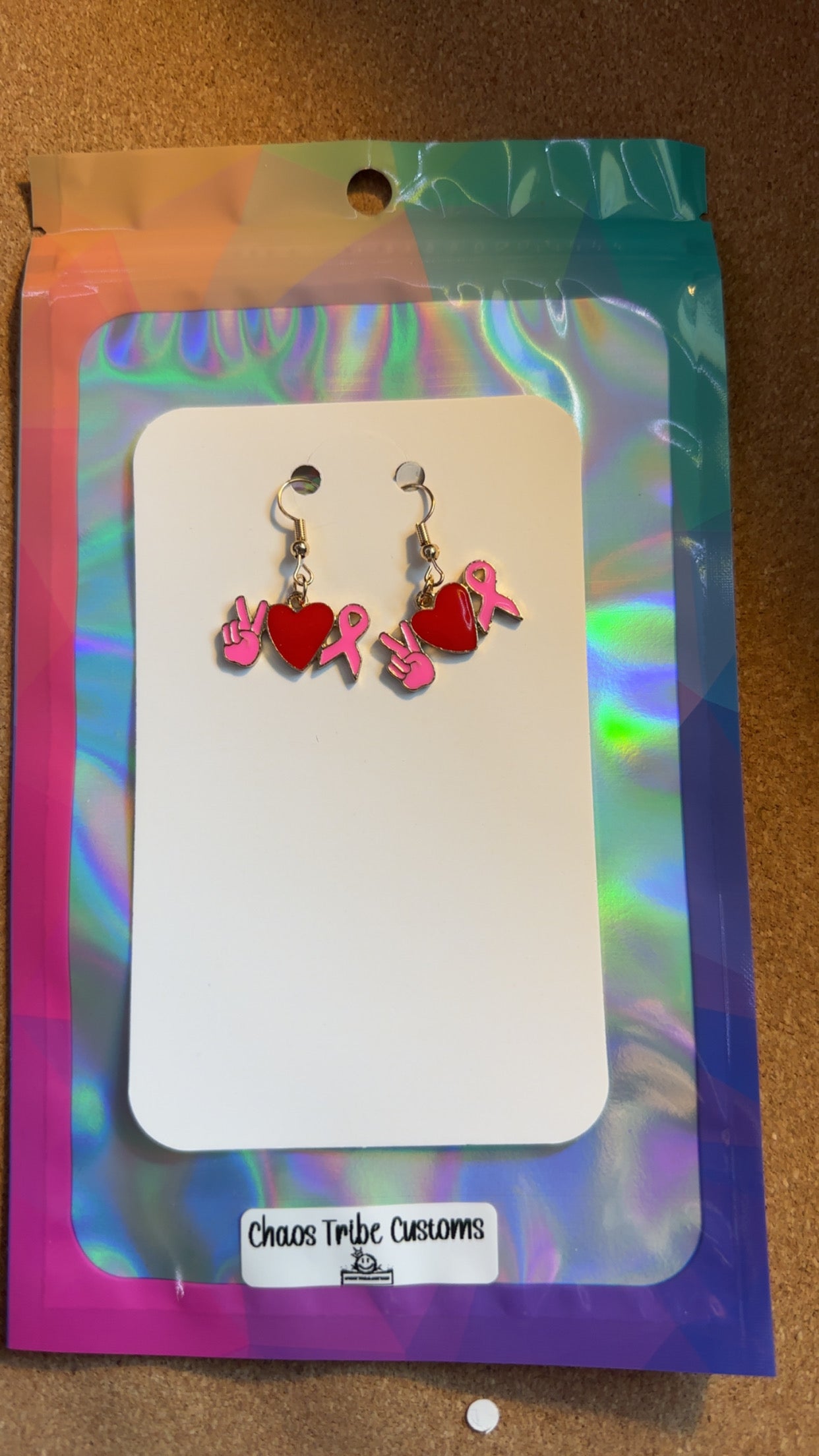 Peace Love & Hope Breast Cancer Awareness Earrings