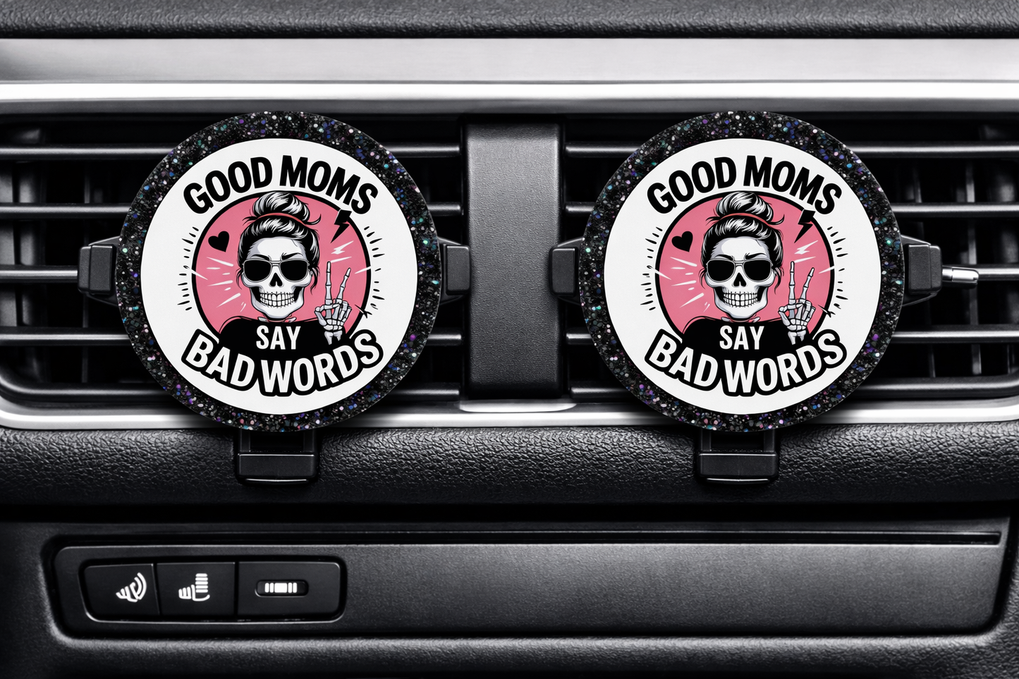 Good Moms Say Bad Words 🖤 2pc 2” Vent Clip Set