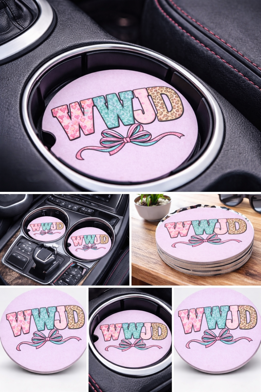 WWJD 2pc Car Coaster Set