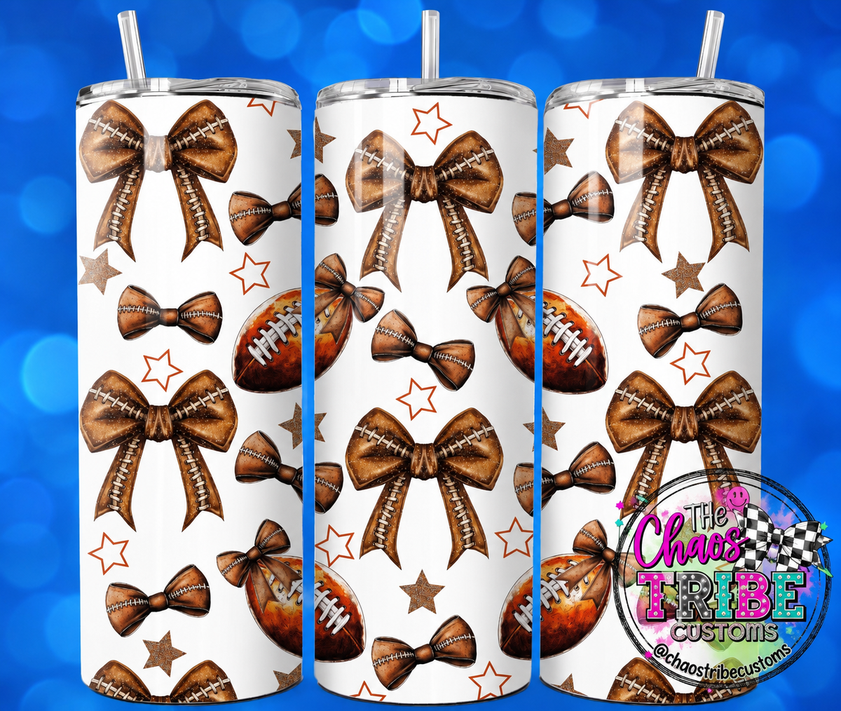 Footballs + Bows 20oz Skinny Tumbler