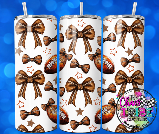 Footballs + Bows 20oz Skinny Tumbler
