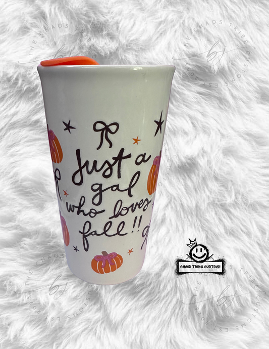 Fall Gal Ceramic Travel Mug