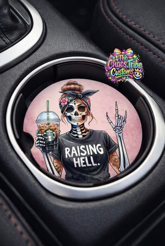 Raising Hell 2pc Car Coaster Set