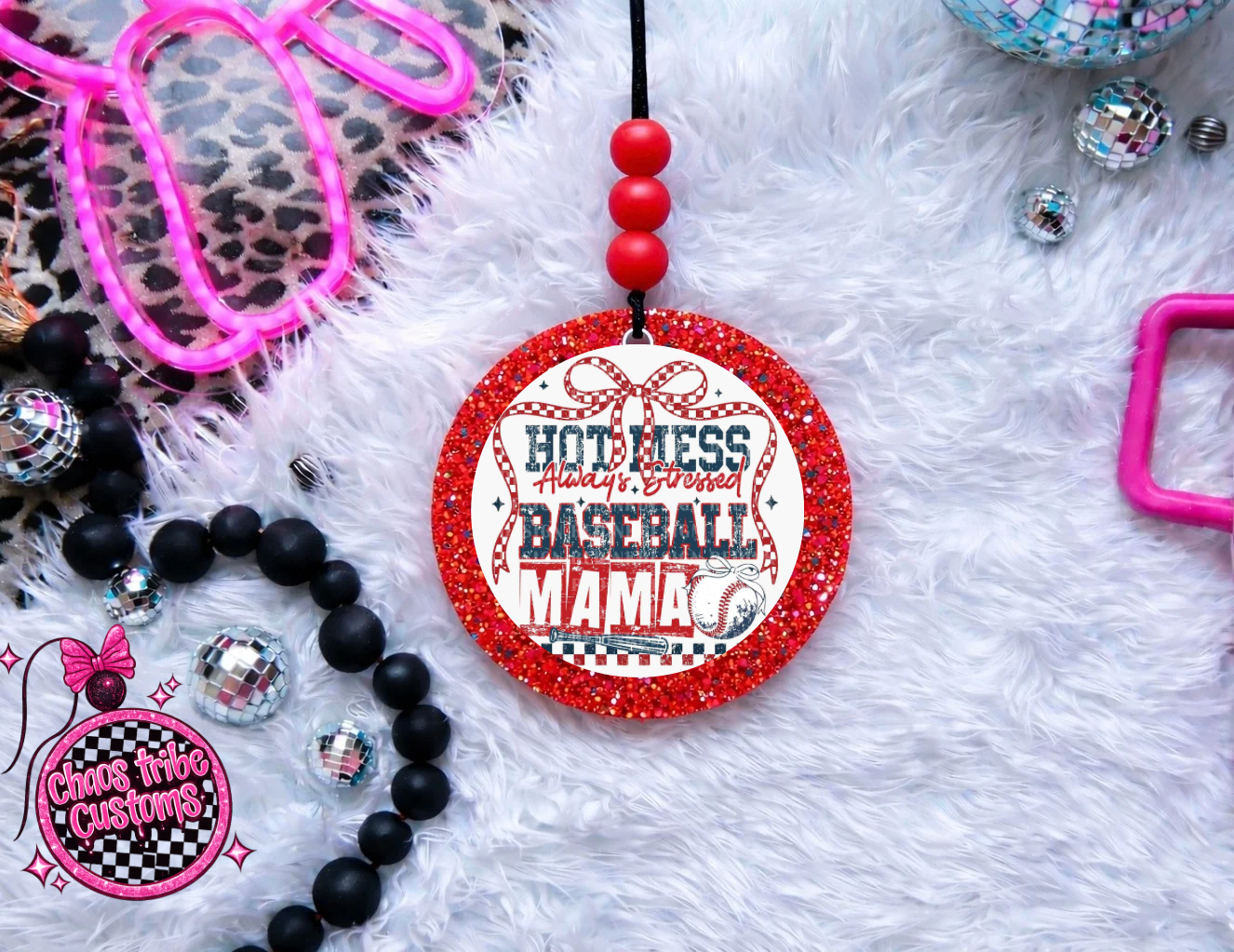 Hot Mess Baseball Mama 🖤 4” Round