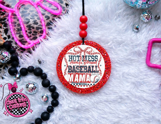 Hot Mess Baseball Mama 🖤 4” Round