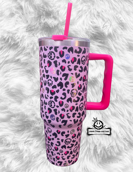Leopard Holographic Skellie Tumbler w/ Matching Keychain