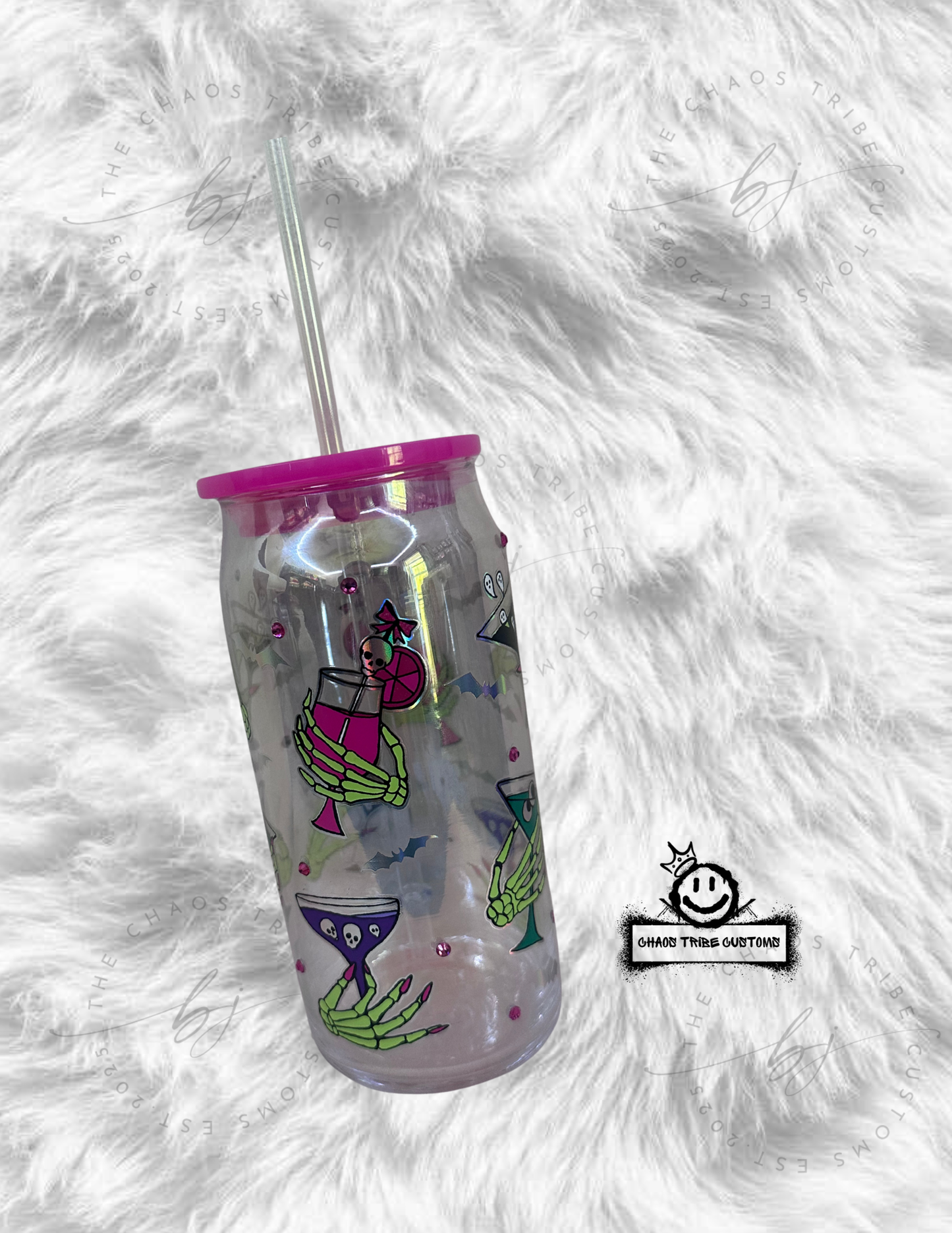 Spooky Season Blinged Glass Cup