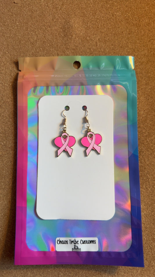 Ribbon Breast Cancer Awareness Earrings