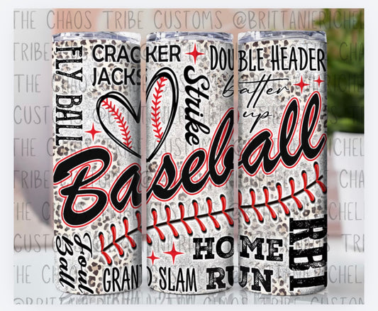 Baseball Leopard 20oz Skinny Tumbler