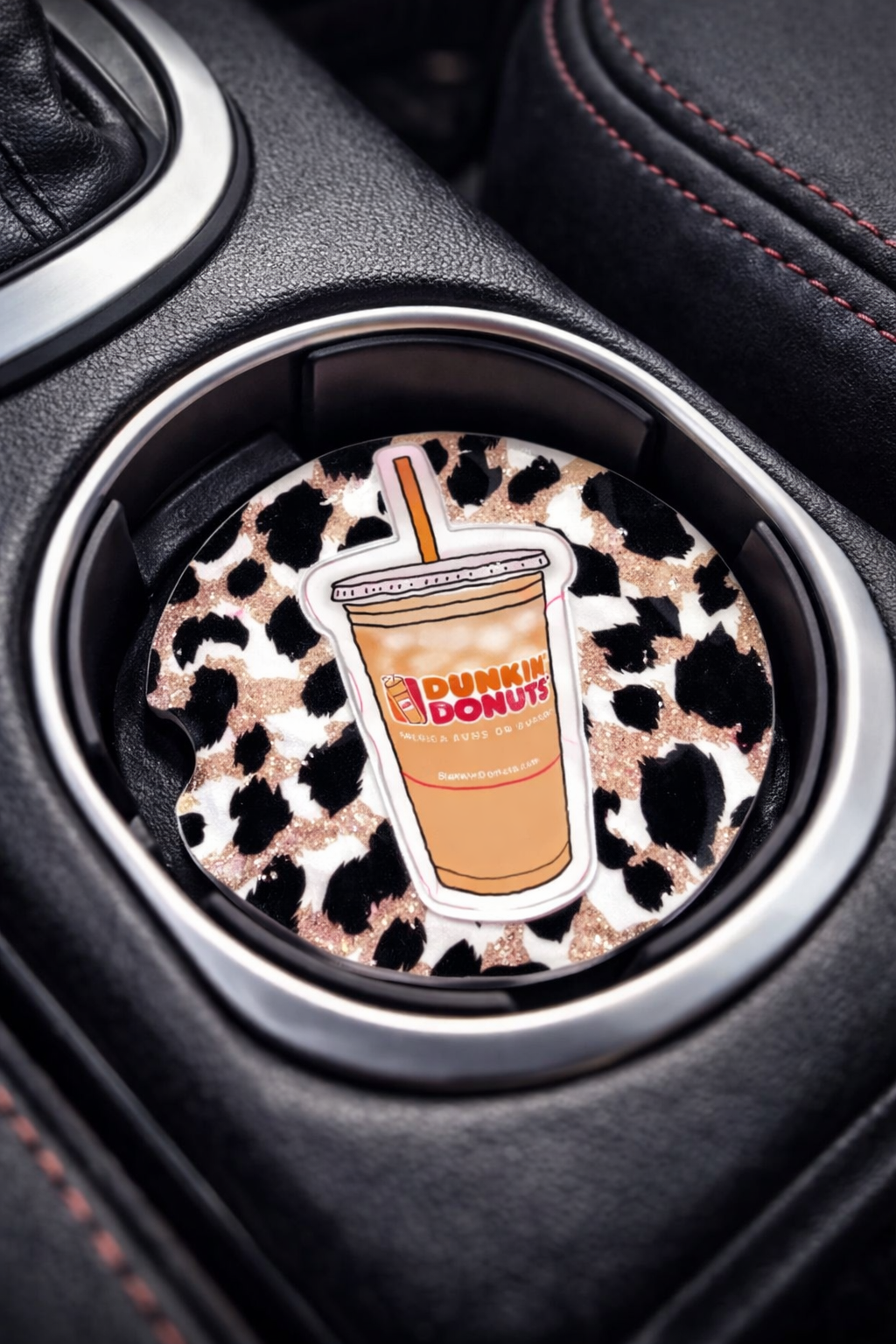 Dunkin Leopard 2pc Car Coaster Set