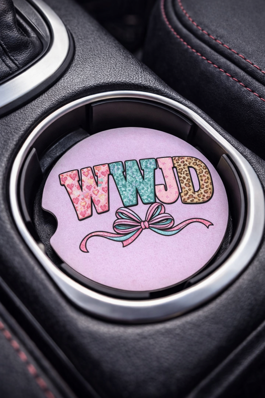 WWJD 2pc Car Coaster Set