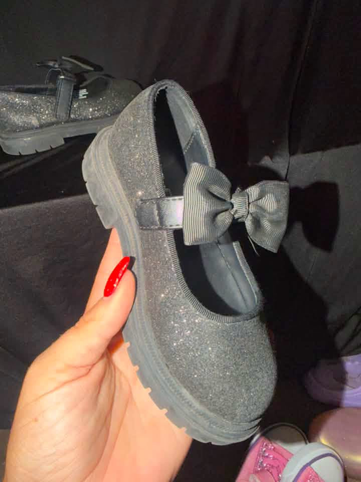 Girls Sparkly Bow Dress Shoes