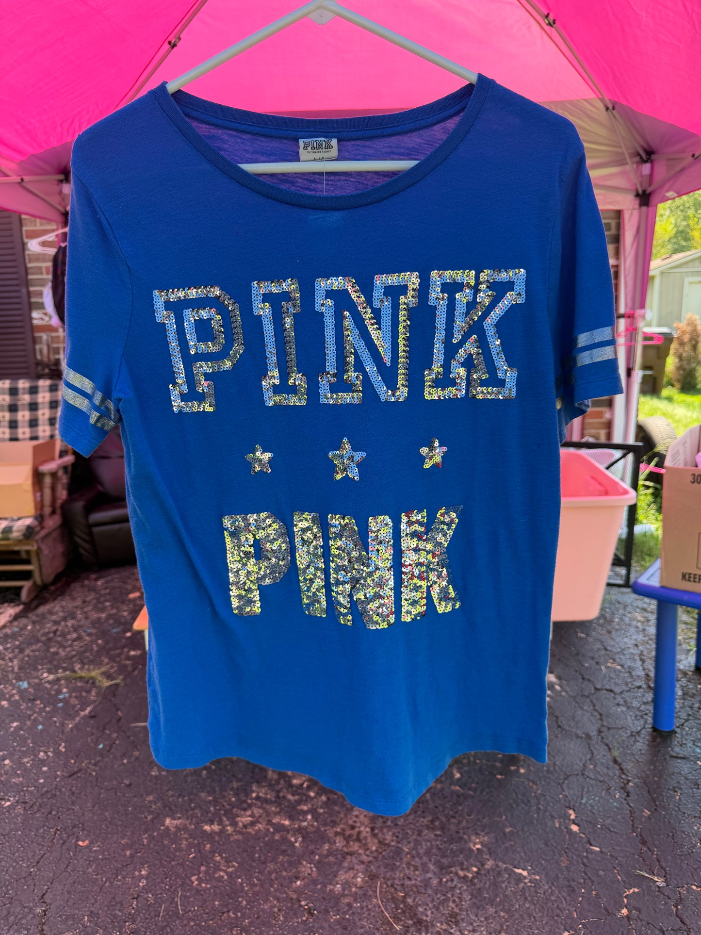 VS Pink Blue Campus Tee Size Large